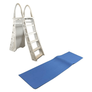 Confer Heavy-Duty A-Frame Above-Ground Pool Ladder With Hydro Tools Protective Mat