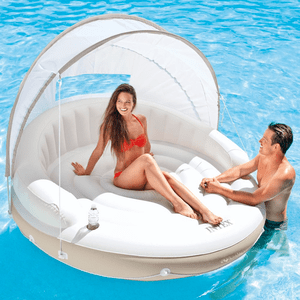 Intex Canopy Island Inflatable Lounge Swimming Pool Float 78 X 59 Inches