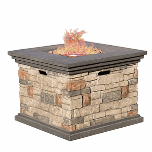 Propane Stone Outdoor Square Fire Pit Table With Lava Rocks By Christopher Knight Home