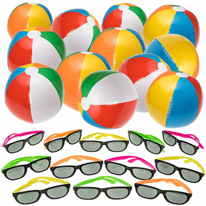 Swimming Pool Party Favors With Sunglasses And Inflatable Beach Balls