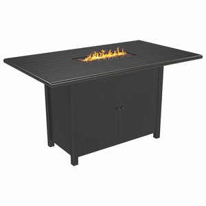 Perrymount Outdoor Rectangular Fire Pit Bar Table With Plank Effect Styling