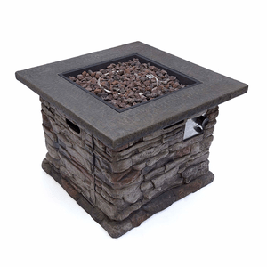 Christopher Knight Home Stone Outdoor Natural Stone Finished Square Fire Pit 40,000 BTU