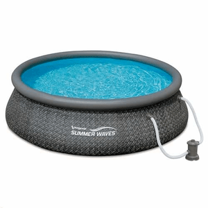 Summer Waves 12ft x 36in Quick Set Ring Above Ground Pool With Pump, Dark Wicker