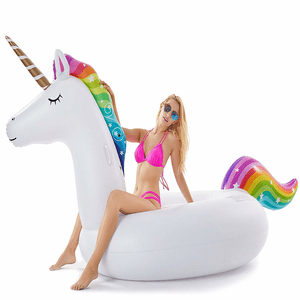 Giant Inflatable Unicorn Swimming Pool Float Ride On With Rapid Valves