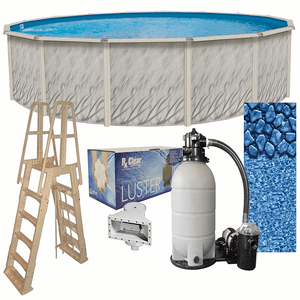 Lake Effect Meadows 21ft Round Above Ground Swimming Pool Complete Bundle Kit